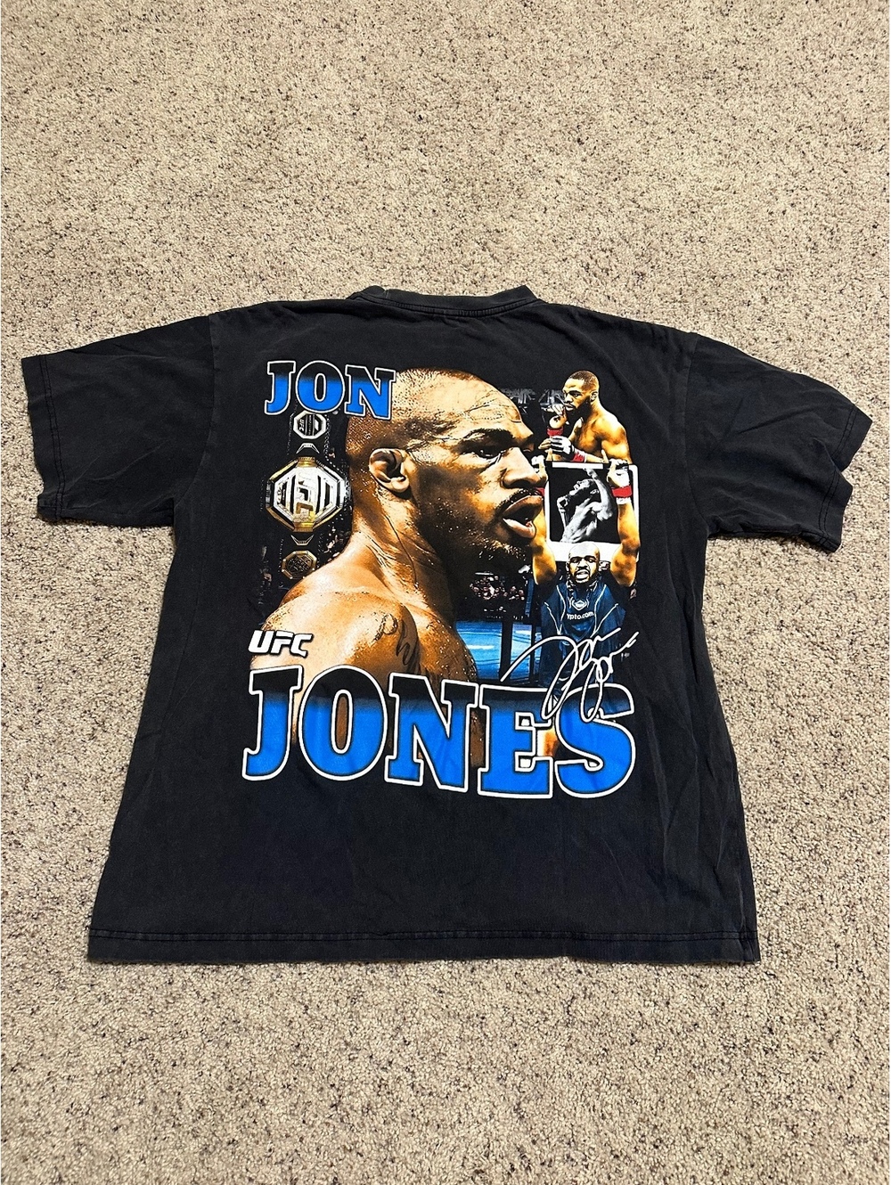 Jon Jones UFC Graphic T-Shirt Black Size L 100% Cotton